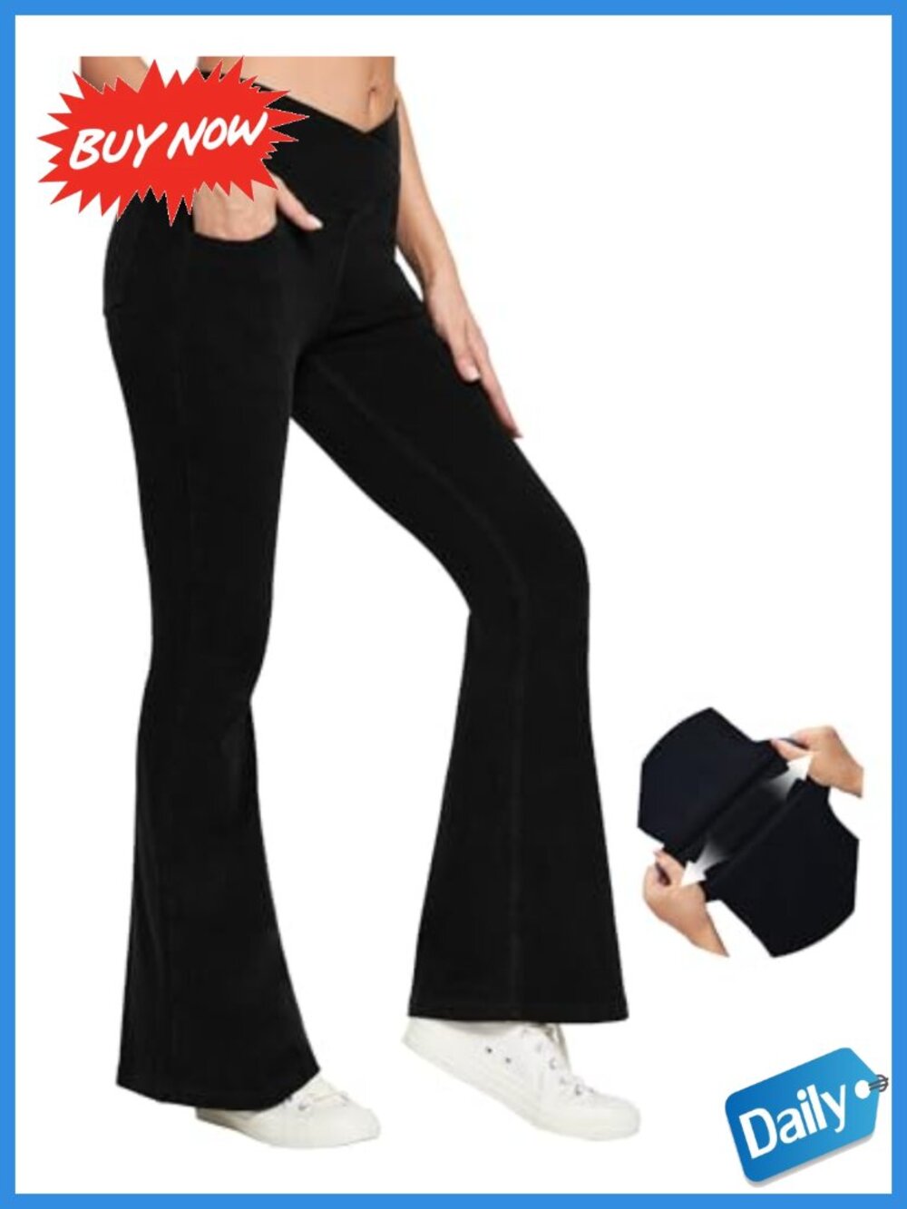 Stretchy Pull On High Waist Flare Bell Bottom Jeans Tummy Control